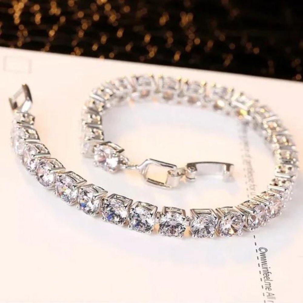 “5MM” NEW 925 STERLING SILVER DIAMOND BRACELET, NICE BRACELET, CUTE BRACELET - Picture 3 of 6